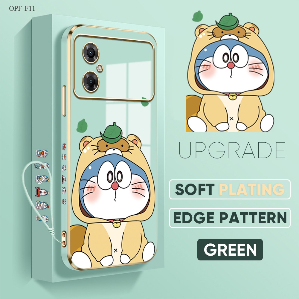 OPPO F11 F9 F7 F5 F1S Pro Youth Untuk Phone Case Free Lanyard Hp Softcase Casing Imut Kartun Doraemo