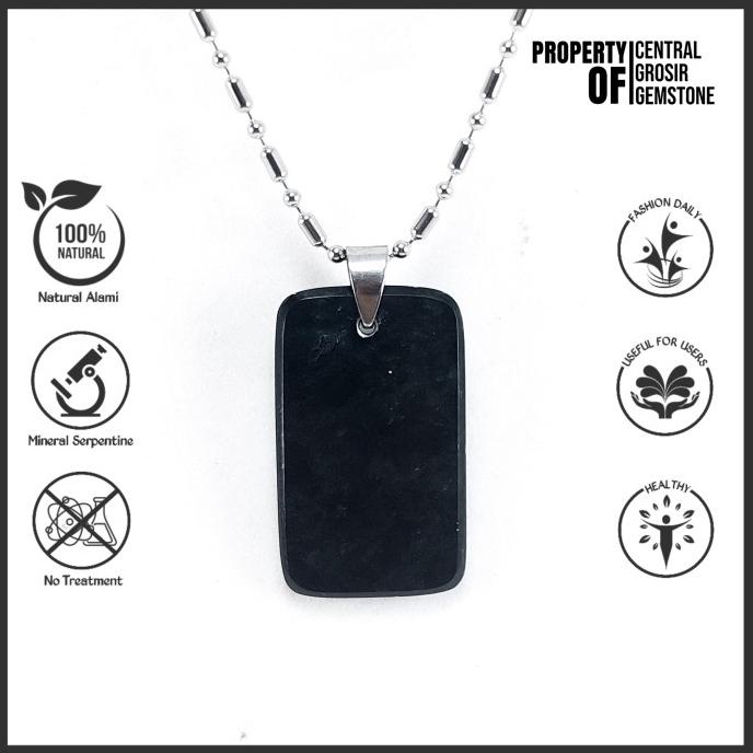 Kalung Pria Liontin Batu Giok Hitam OR Jade