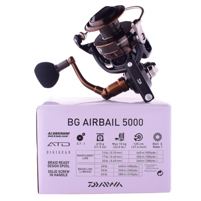 ✨Ori Reel Spinning Daiwa Bg Airbail - 5000 Indonesiamemancing Terbatas