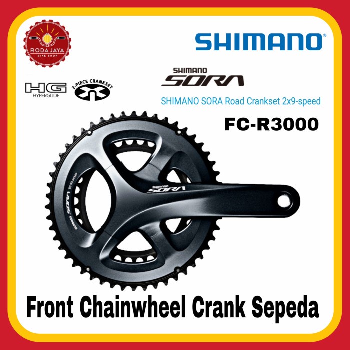 ✨Ori Shimano Sora R3000 Front Chainwheel Crank Sepeda 2 X 9 Speed 50-34T Berkualitas