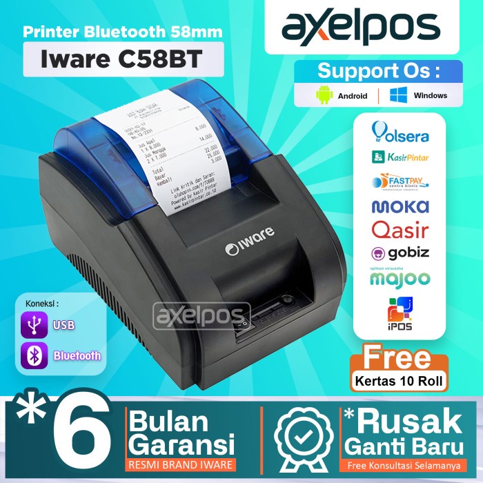 Katlen Printer Kasir Bluetooth C-58Bt Support Mokapos Gobiz