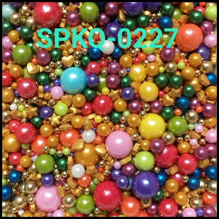 

TERMURAH SPKQ-0227 SPRINKLES SPRINKLE SPRINKEL 250GR MUTIARA RAINBOW EMAS