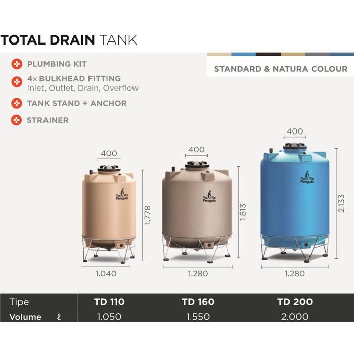 ✅Ori Penguin Td 160  1550 Liter  Toren Tangki Air_Sand Stone Diskon