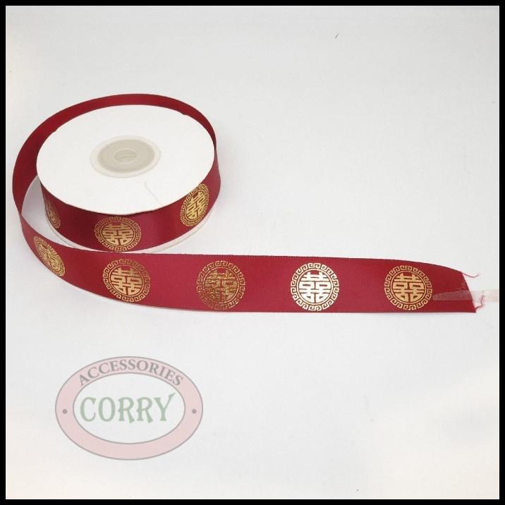 

BEST DEAL PITA SHUANG XI WEDDING SANGJIT PERKAWINAN MERAH MAROON GOLD 2.5 CM 15 !!!