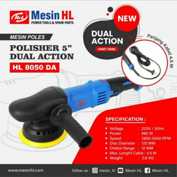 ✅New Ori Hl 8050 Da - Mesin Poles HL Hl Dual Action 5 Inch Polisher Orbital Hl Terbaru