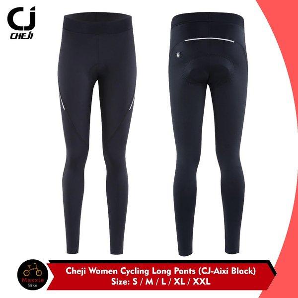 CHEJI Original Celana Sepeda Panjang Zipper Padding Wanita Cycling Long Pants Dengan High Elastic Ly