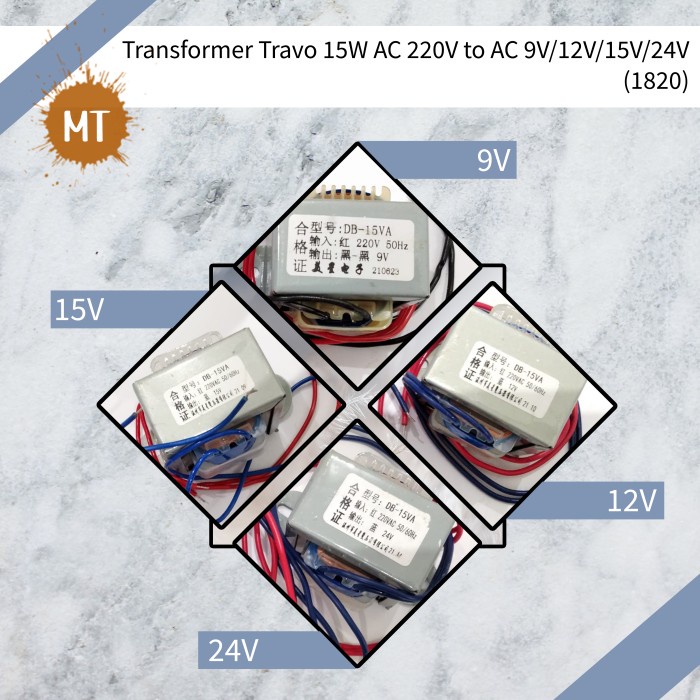 Transformer Travo 15W AC 220V to AC 9V/12V/15V/24V (1820)