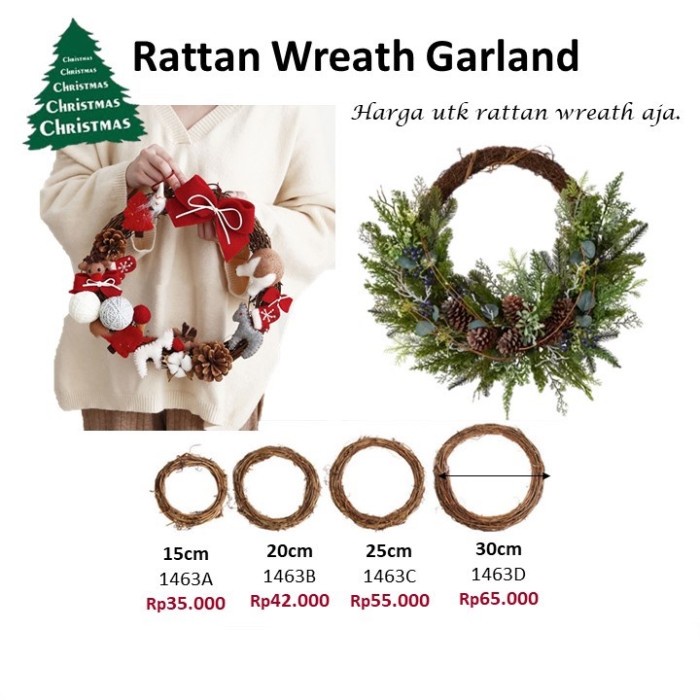 Promo Rattan Wreath Garland Rotan Hiasan Gantung Natal Pintu Pajangan Bulat
