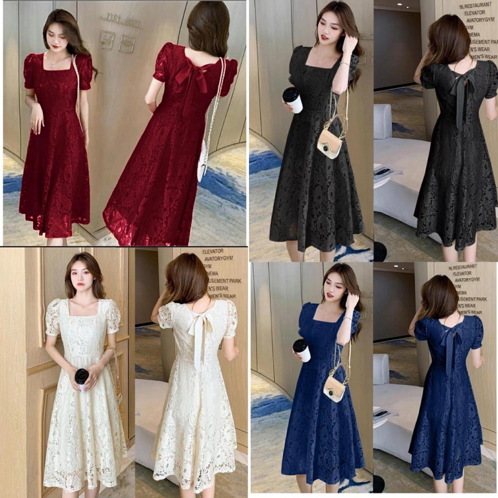 Gaon Acara Pesta Dress Natalan Dress Gereja Midi Simple Bisa Cod Drees Cantik Rekomendasi Outfit Lam