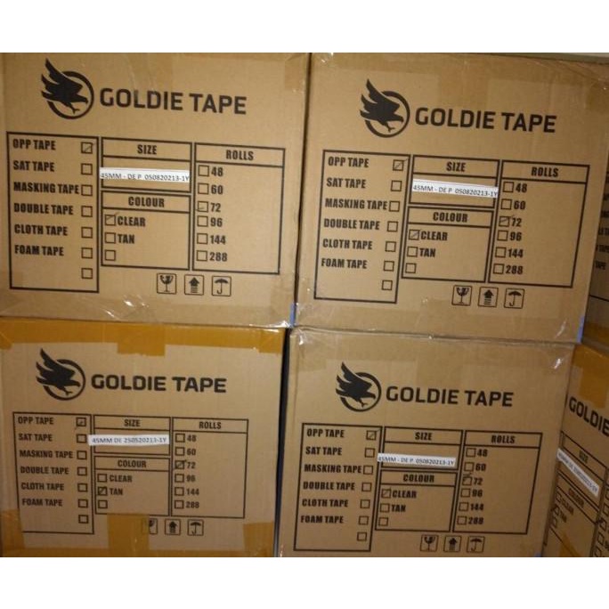 

Karton Lakban Goldie Hampir 2 Inch 45 Mm X 72 Yard Bening/Coklat Kode 567