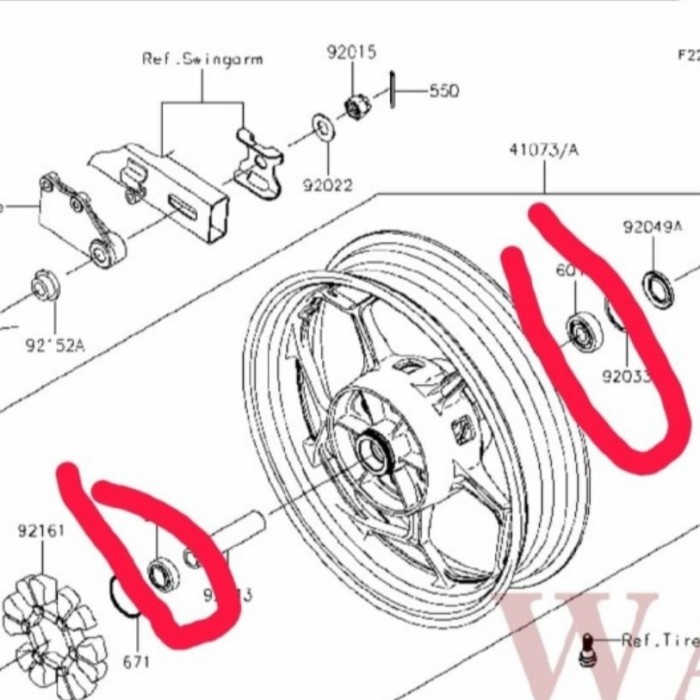 LAHER BEARING RODA BELAKANG NINJA 250 KARBU NINJA 250 FI Z250