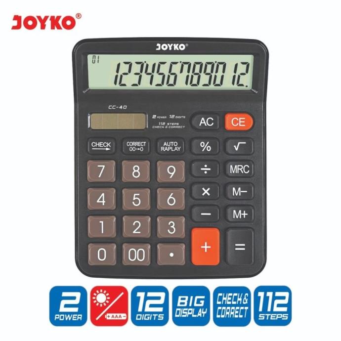 

Calculator Kalkulator Joyko CC-40 12 Digits Check Correct