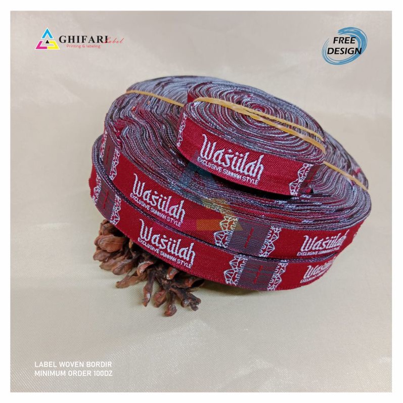 2x5cm woven bordir/woven damask/woven lembut/label hijab/label gamis/label distro/label premium