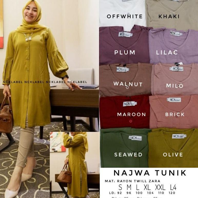 Murah Najwa Tunik By Nck Label Atasan Wanita Polos Bahan Rayon Twill Zara Lengan Panjang Gvrls42