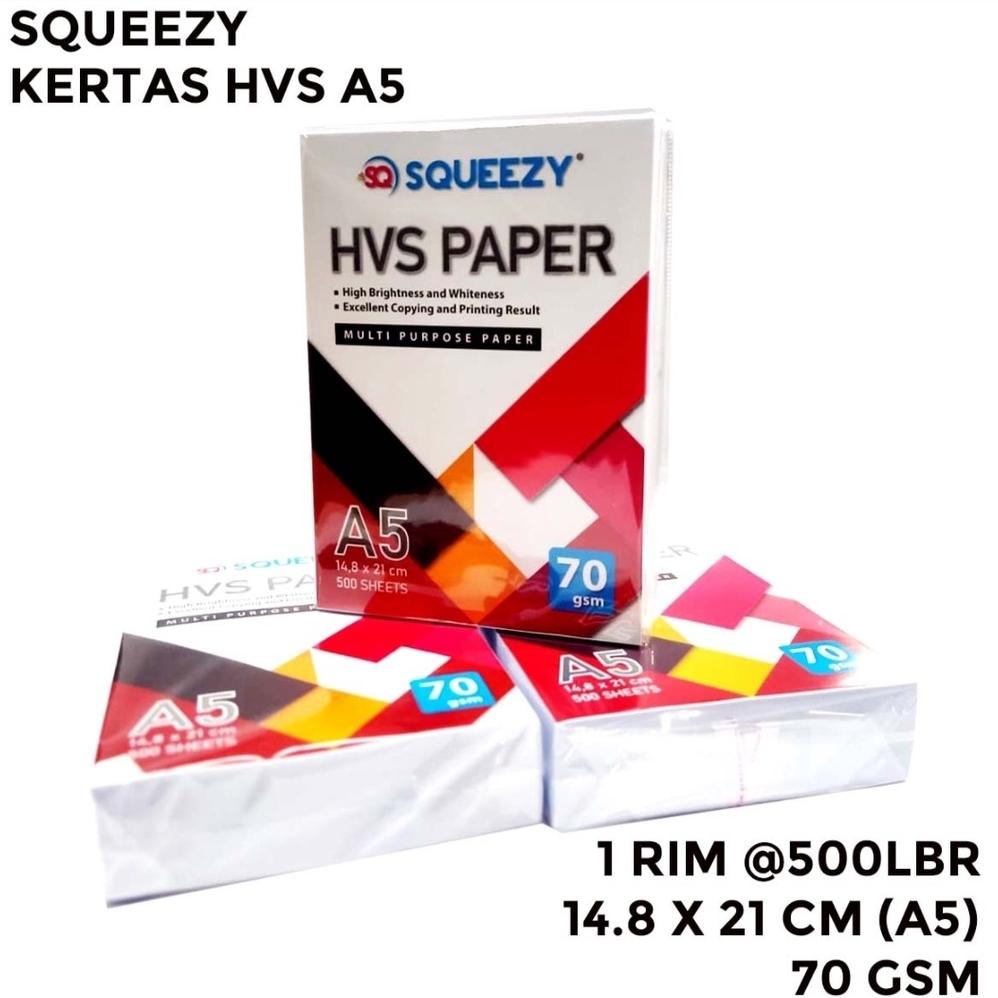 

New - KERTAS HVS A5 70GRAM (210MM X 148 MM) PER RIM 500 LEMBAR ..