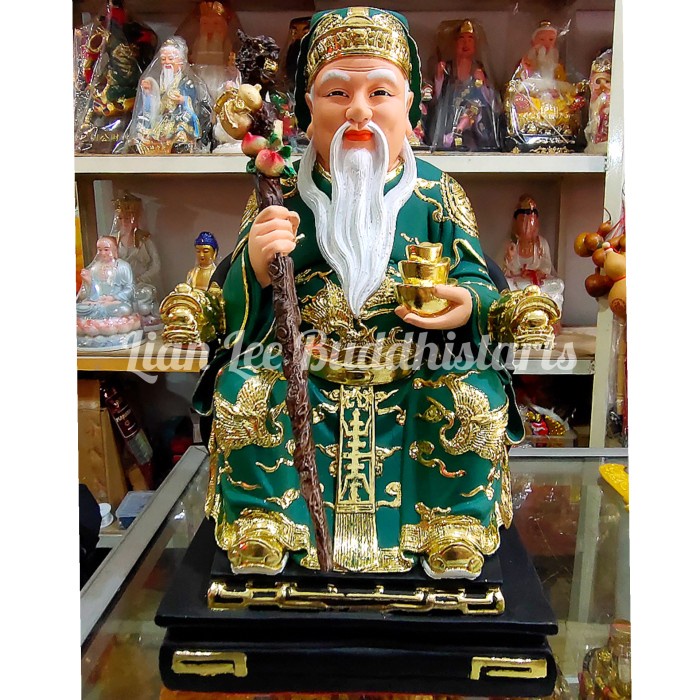 [Original] Patung Dewa Bumi Tecukong Tutigong Jubah Hijau Uk 16 Inch 40 Cm Diskon