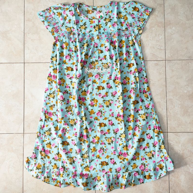 Model Smoke Terusan Baju Tidur Bahan Katun Merlin Daster Smoke Dewasa All Size Motif Flower