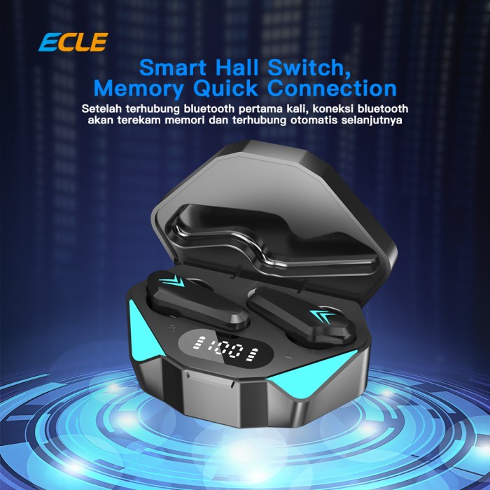 Ecle X15 Tws Gaming Bluetooth Headset Hifi Stereo Wireless Earphone Audio Ready