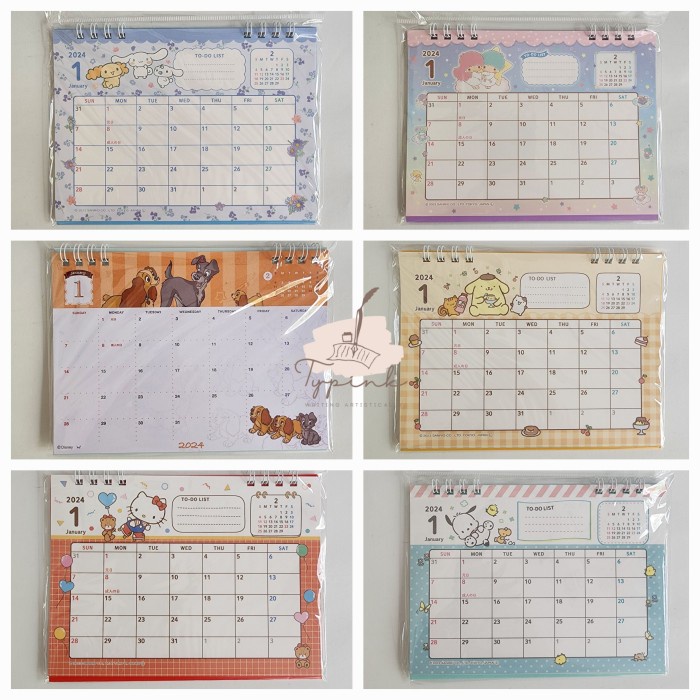 

DESK RING STANDING CALENDAR SANRIO KALENDER MEJA 2024 13.5X18CM JAPAN