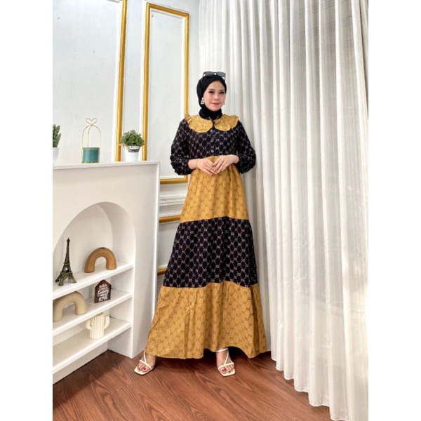 SAHARA DRESS GAMIS RAYON MOTIF PREMIUM TERBARU TERMURAH FASHION MUSLIM REMAJA DEWASA