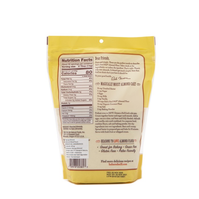 

BOB'S RED MILL ALMOND FLOUR 453 GR