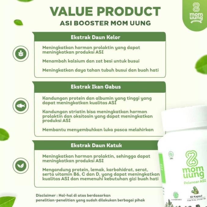 ren MOM UUNG 60 KAPSUL SUPLEMEN ASI BOOSTER VITAMIN PELANCAR ASI HERBAL