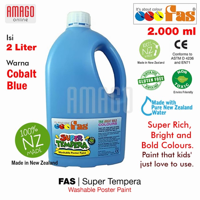 

Promo Fas - Super Tempera - Poster Paint - 2 Liters - Cobalt Blue - 047