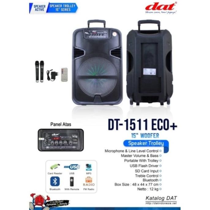 Speaker Portable Dat 15 Inch Dt 1511 Eco Plus Bluetooth Dt1511 Eco+ Kualitas Premium