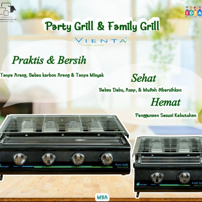 ✨New Ori Family Grill Vienta Blue Gaz 2 Tungku Alat Panggang/Bakar Diskon
