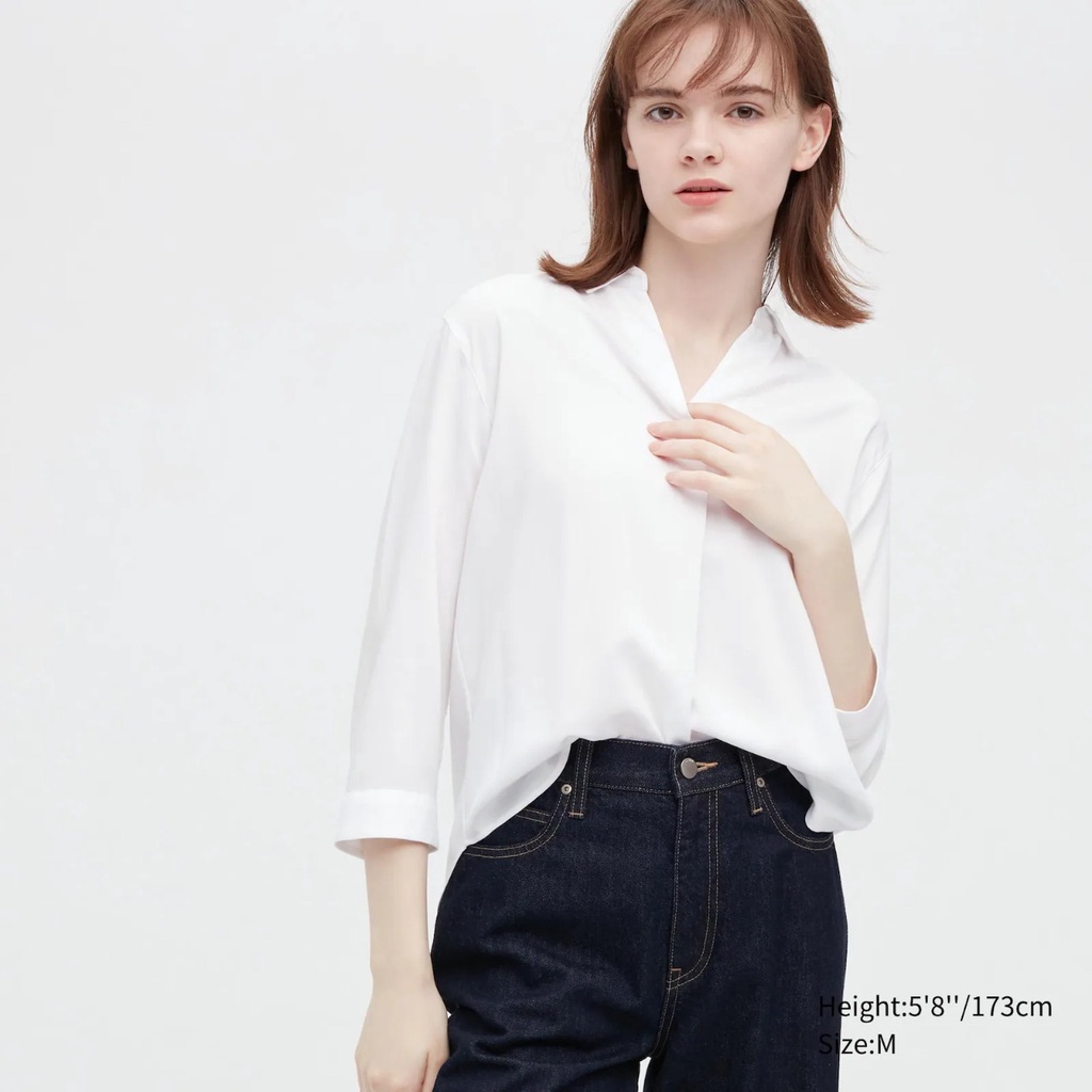 STYLISH MODERN Blouse Rayon V Neck Lengan Panjang Wanita Korean Style Blus Kemeja Atasan Wanita
