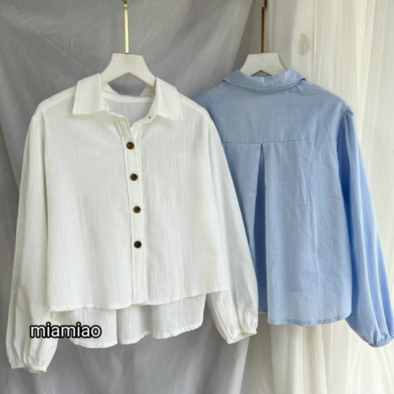 STYLISH MODERN Blouse crinkle linen Aisa blouse crinkle premium - Kemeja Blouse wanita
