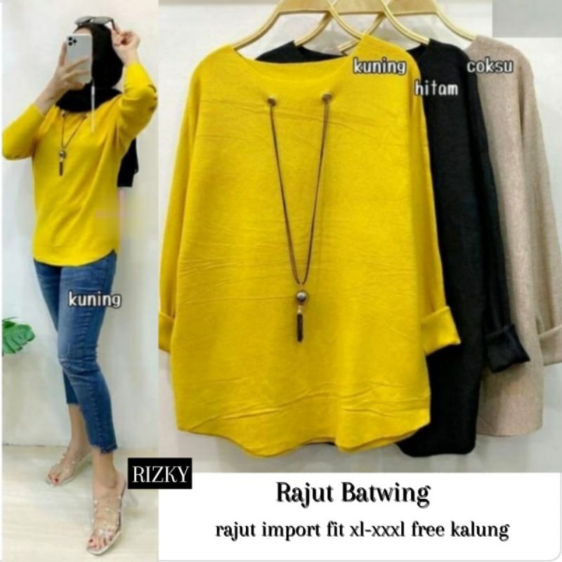 STYLISH MODERN Rajut batwing/atasan wanita rajut import/blouse rajut import wanita jumbo/tunik