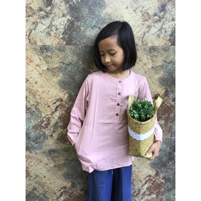 Blus Atasan Lengan Panjang Rayon ALANA Dusty Pink