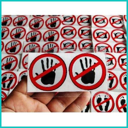

stiker cutting sticker tumpuk warning dilarang megang jangan sentuh 2