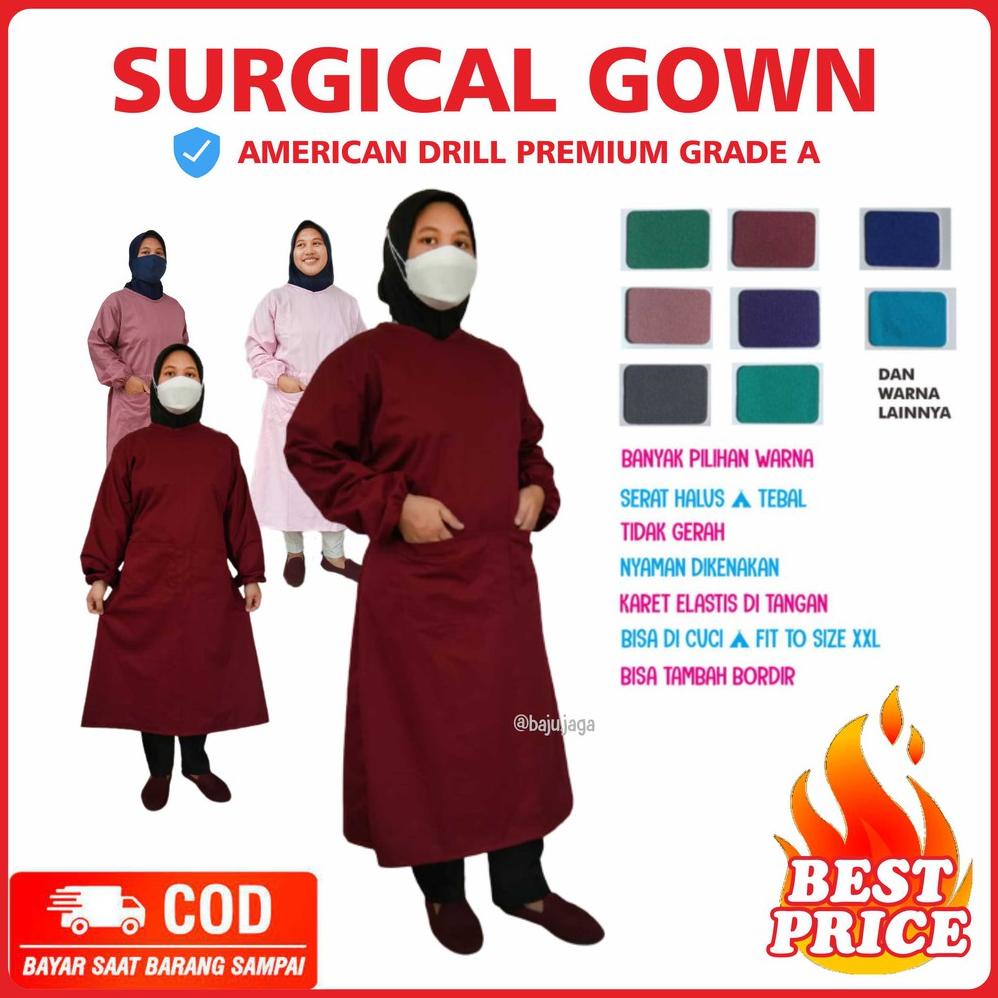 Big Sale GOWN MEDIS APD Surgical Gown  KAIN DRILL Apron Bedah Seragam Perawat Jubah OK Drill Ter BAJ