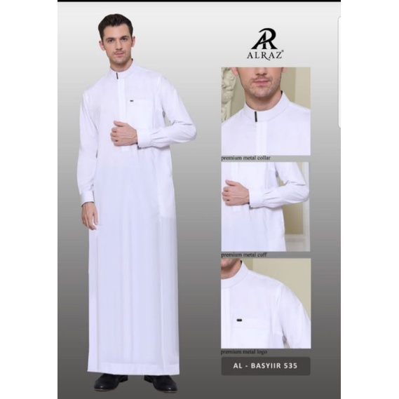 GAMIS/ JUBAH ALRAZ PUTIH POLOS PREMIUM/ PASHION MUSLIM