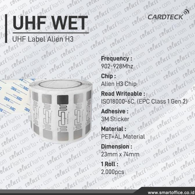 

UHF WET INLAY RFID TAG ALIEN WITH ADHESIVE LABEL FOR ASSET MANAGEMENT