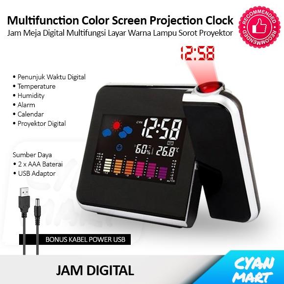 

Jam Meja Digital Alarm Kalender Proyektor Color LED Projection Clock