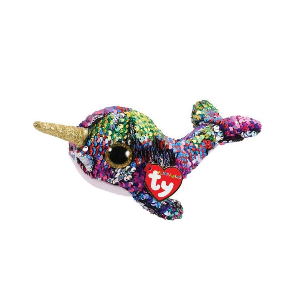 TY Toys Beanie Boos Flippables Sequin Narwhal - Boneka Anak