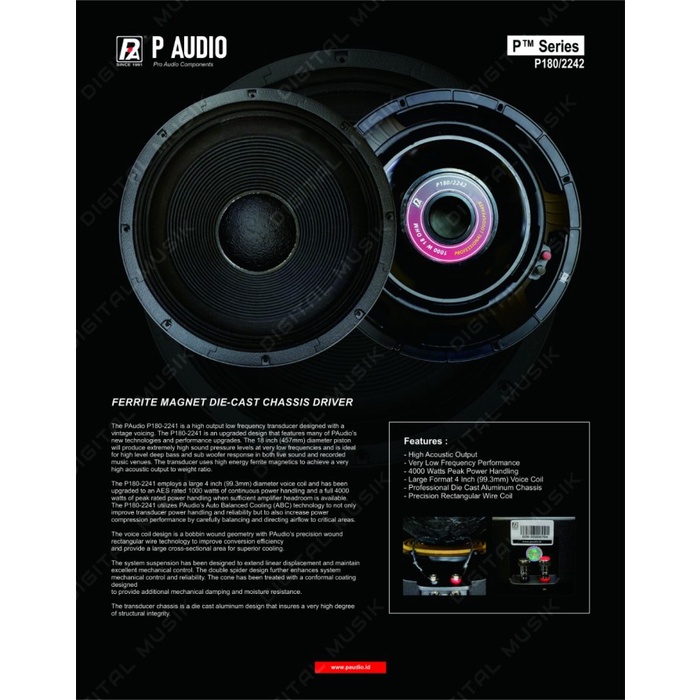 Ready Speaker P Audio Original - Speaker P Audio 18 Inch 2242 - Subwoofer 18 Harga Spesial