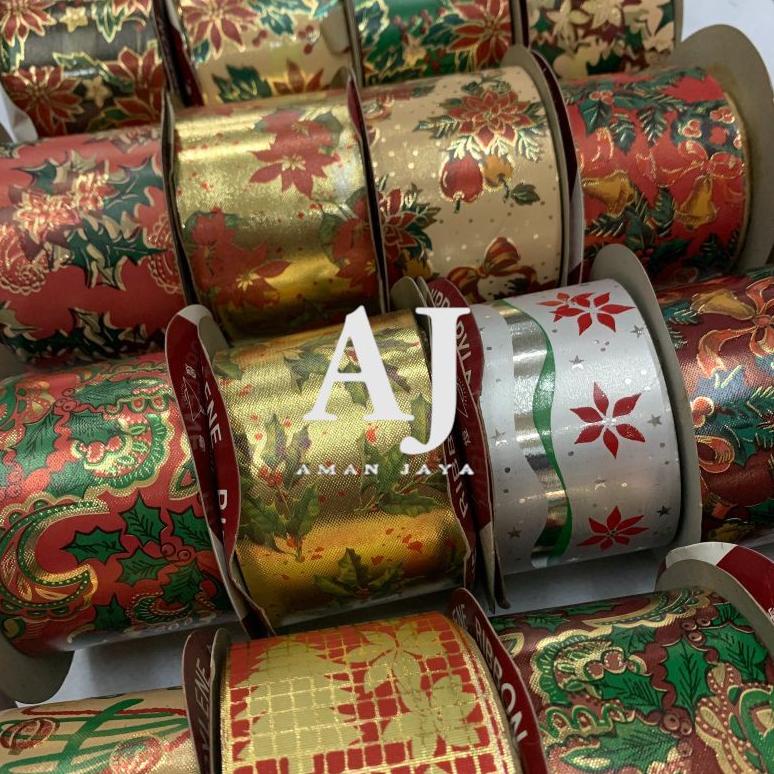

Diskon] Pita Kado Dekorasi Motif Natal Merry Christmas Ribbon Tahun Baru Happy New Year 5,5 Cm (Min. 3 Roll) Murah