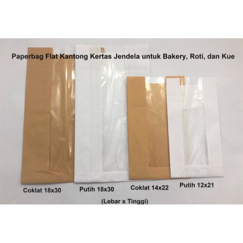 

(100 Pcs) Rbag Kantong Jendela 12X7X21 Cm (M) Bahan Greaseproof