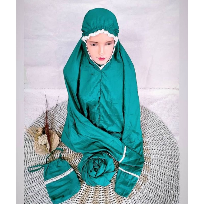 (free bordir nama) Mukena Traveling Mukena Parasut Cringkle Mukena Terusan Renda