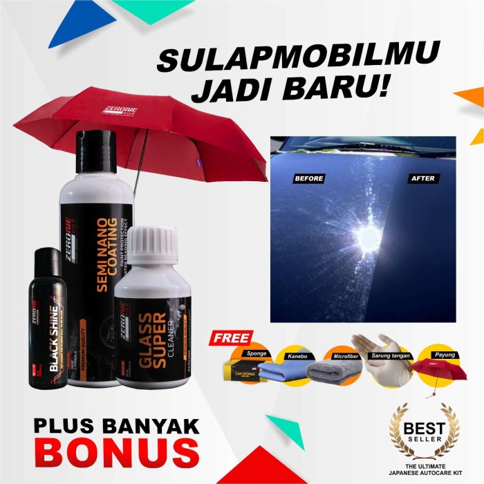 Paket Pembersih Mobil Bonus Payung Zerone Japan Autocare Kit Wax Ori