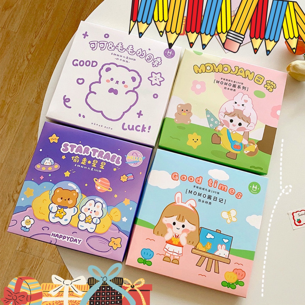 

Kawa 100 Lembar Stiker Buku Stier Waterproof Motif Kartun Korea Handbook Scrapbook Diy