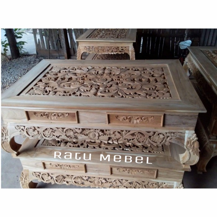 UJ 445 Meja tamu kayu jati asli jepara model ketapang