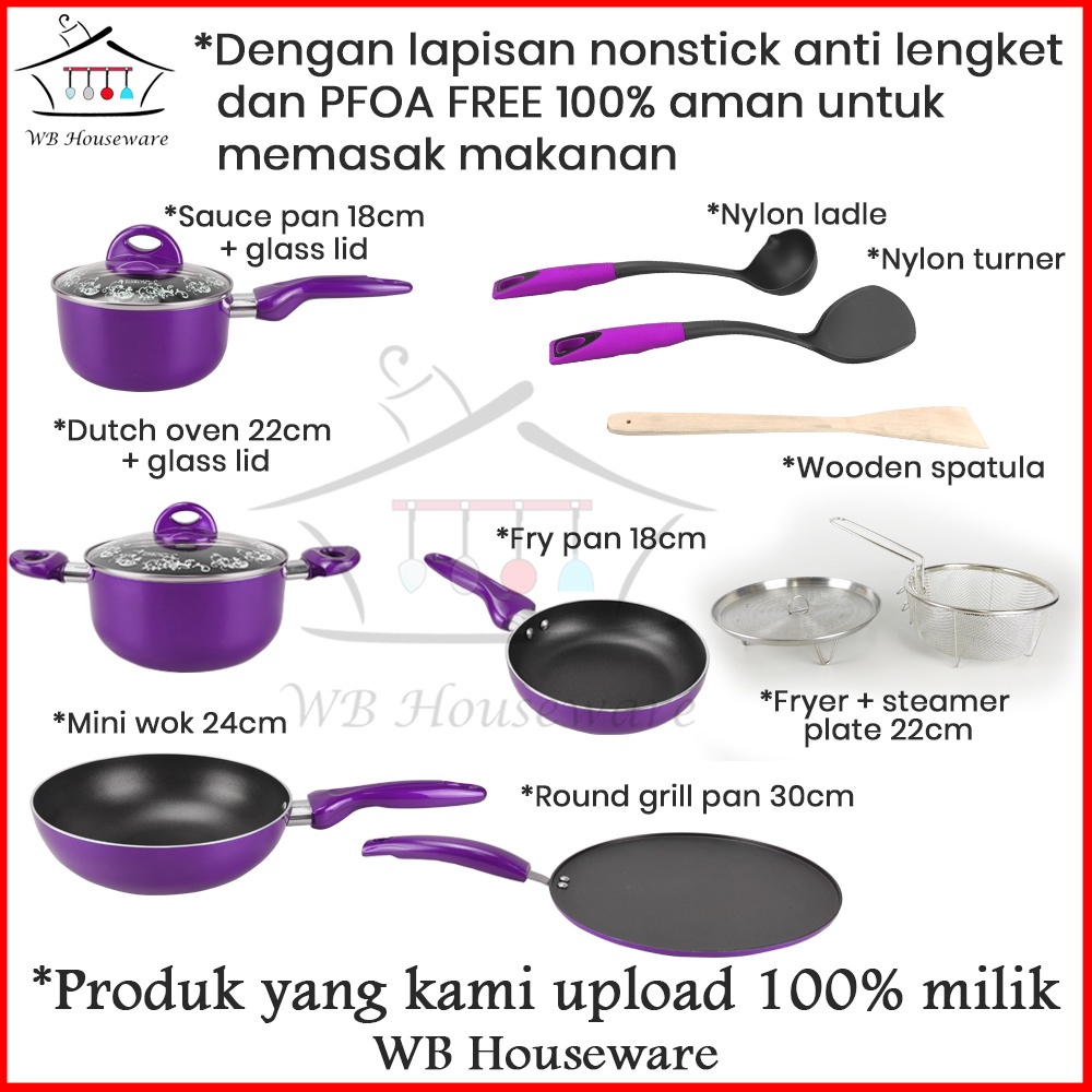 Panci Set Supra 12Pcs / Wajan Set Ggorengan Anti Lengket / Supra Cooare Set 12Pcs