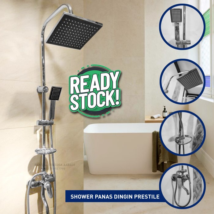 Promo Shower Tiang Minimalis + Kran Mixer Panas Dingin / Shower / Kran Air