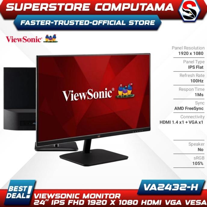 Monitor Led Viewsonic Va2432-H | Va2432H 24" Ips 1080P 100Hz Vga Hdmi Malaikaer