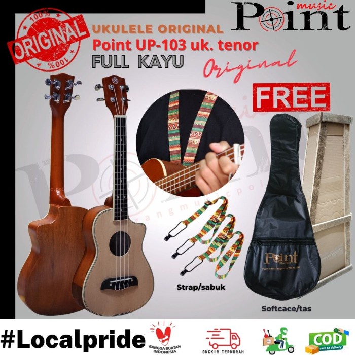 Ukulele - Alat Musik Ukulele Tenor 4 Senar Bahan Bobok Kayu Pahat Original Point